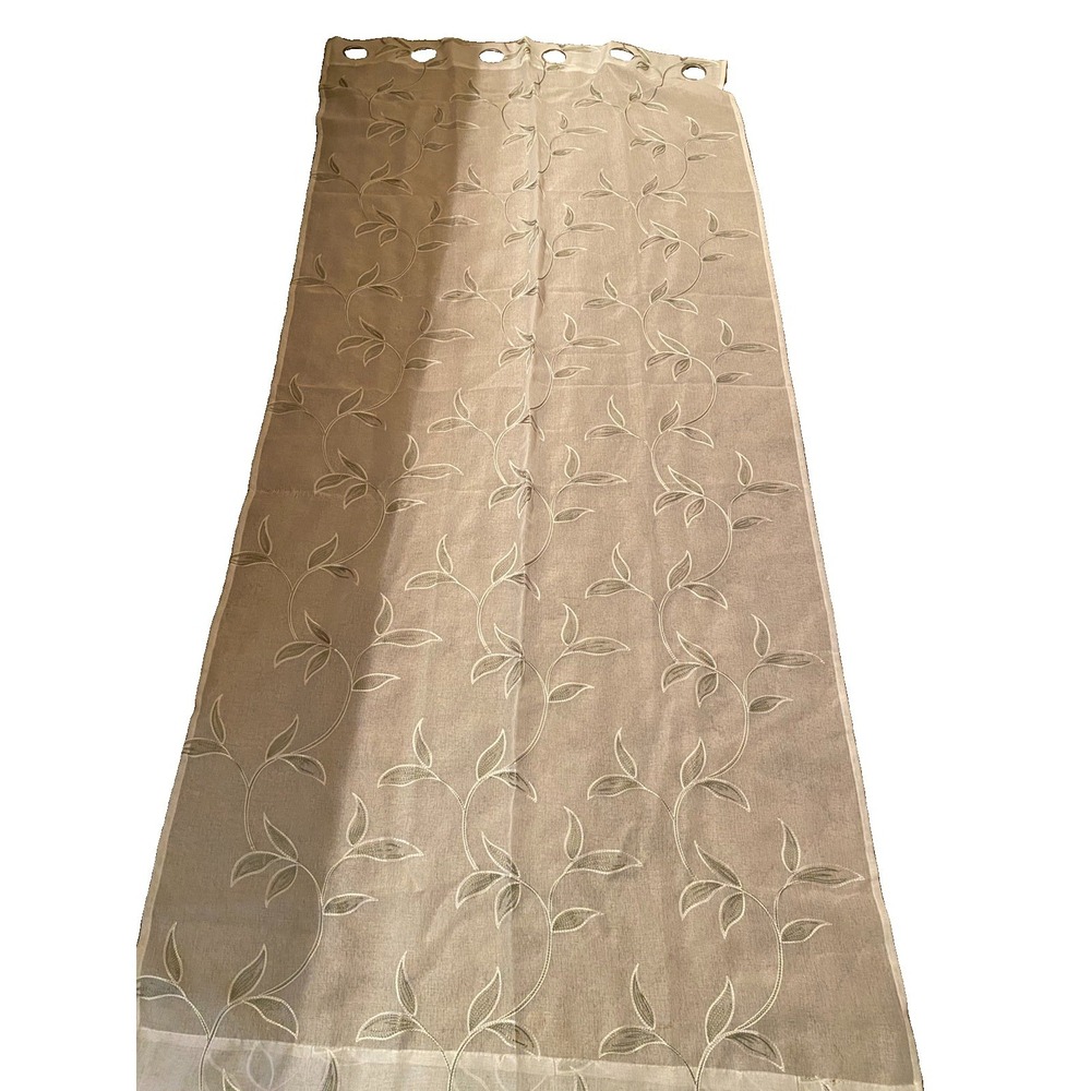 Jinchan Leaf Embroidered Sheer Curtains-4 Panels Included-READ 82' X36' Each